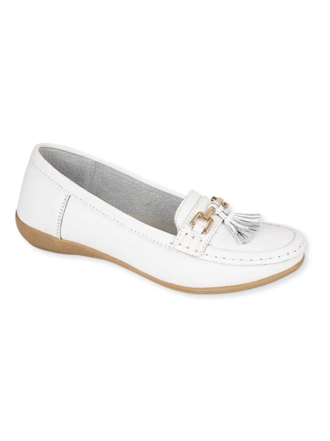 White Leather Tassel Loafer