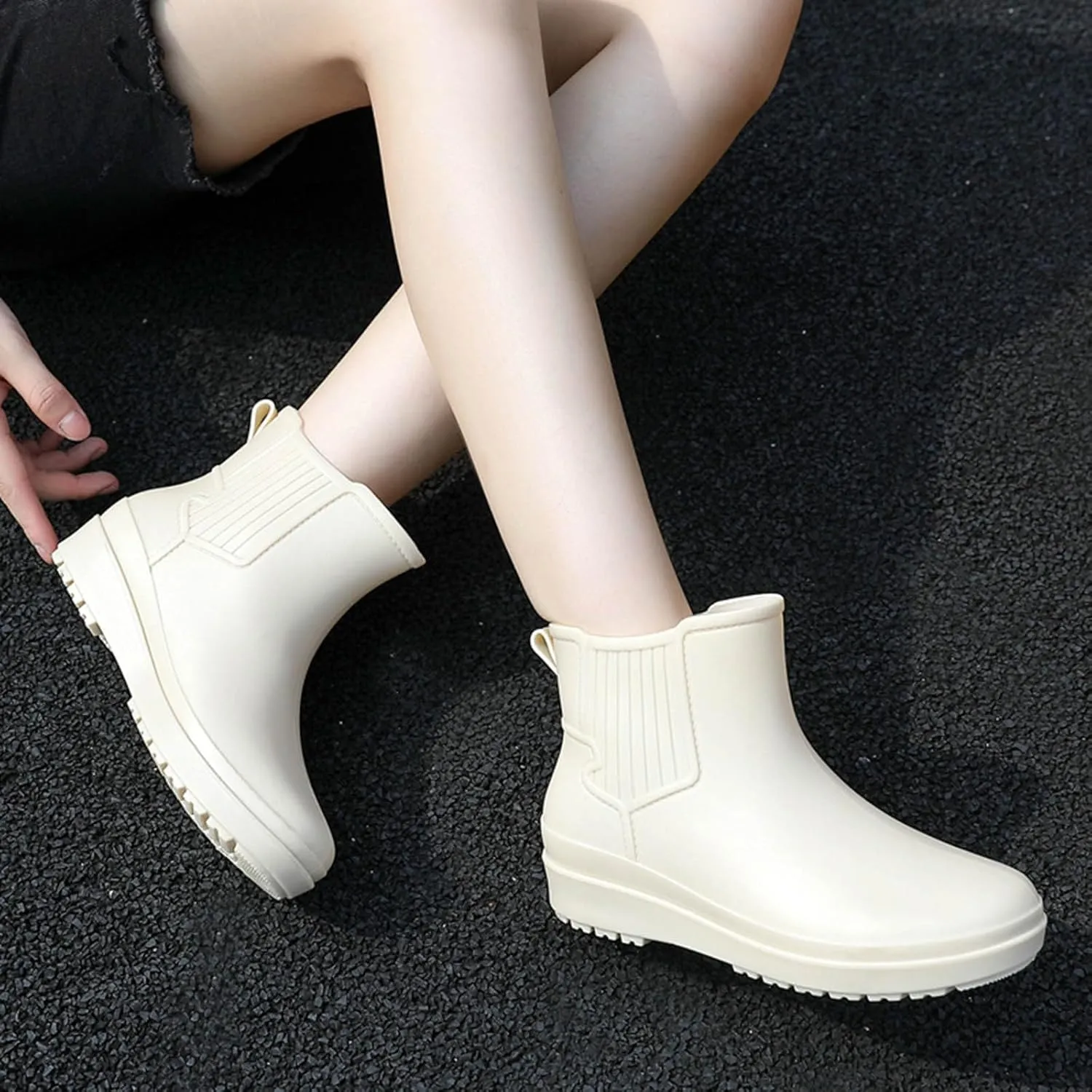 Womens Ankle Rain Boots Ladies Winter Spring Garden Fashionable Low Top and Rain Boots Muddy Boots Women