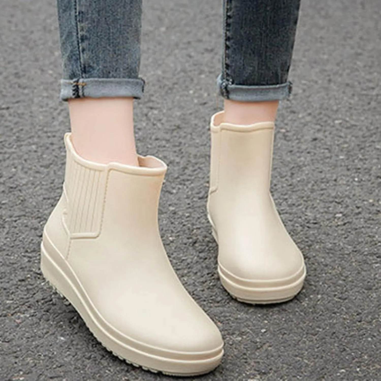 Womens Ankle Rain Boots Ladies Winter Spring Garden Fashionable Low Top and Rain Boots Muddy Boots Women