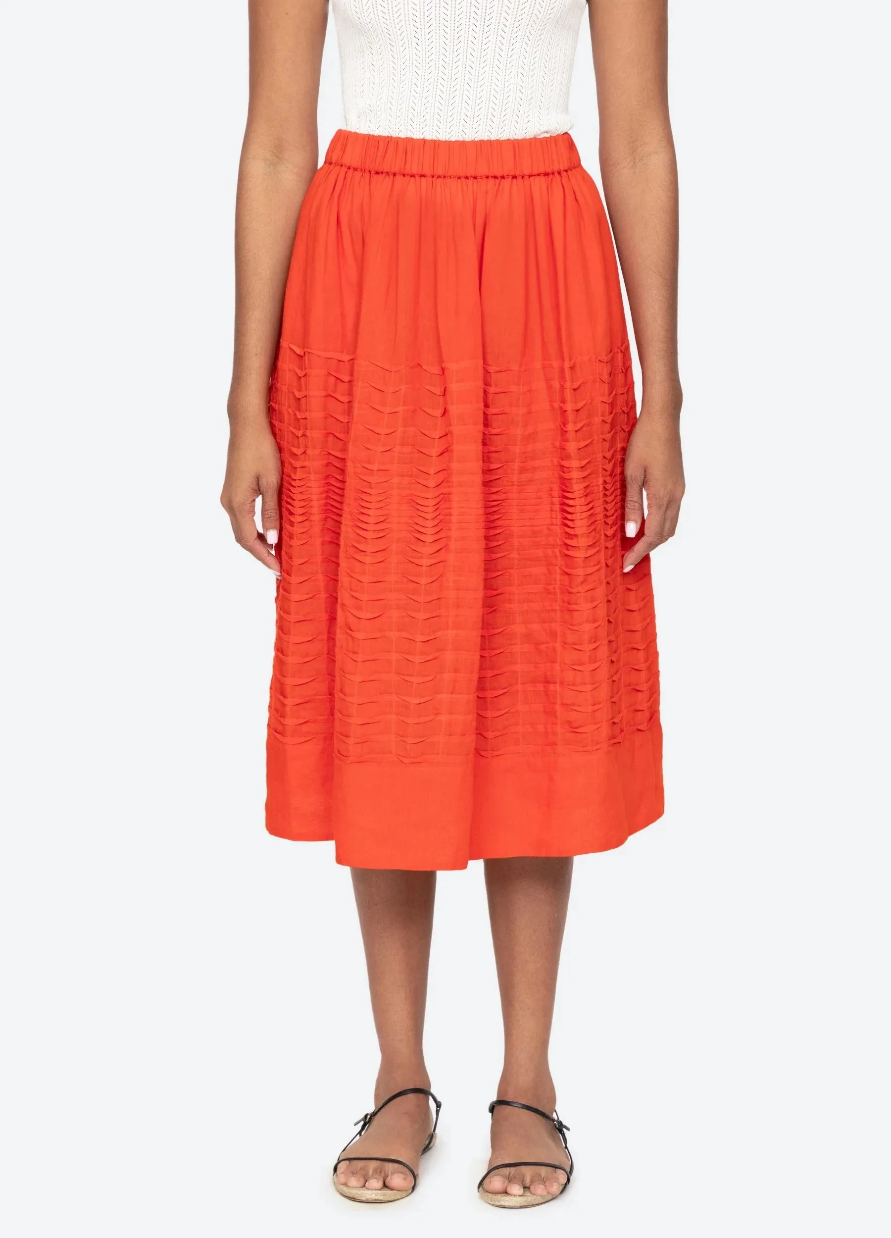 Zora Solid Pleated Midi Skirt