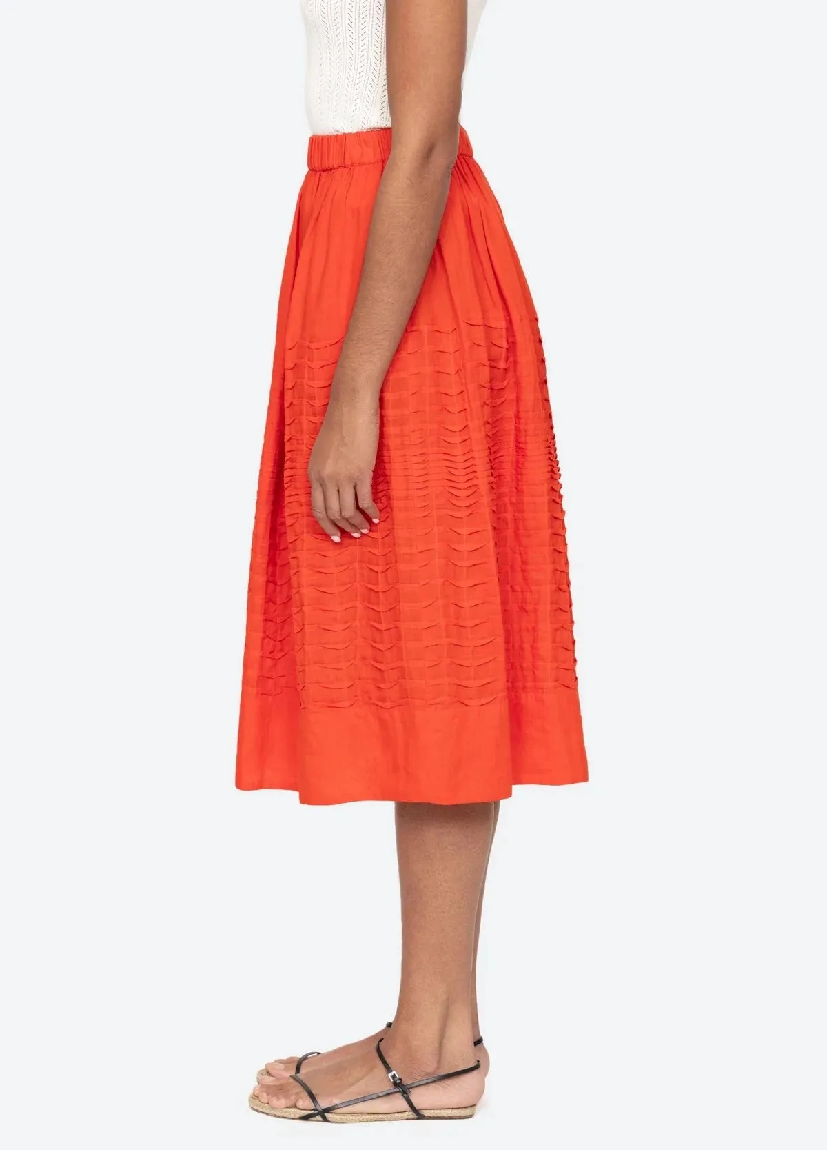 Zora Solid Pleated Midi Skirt