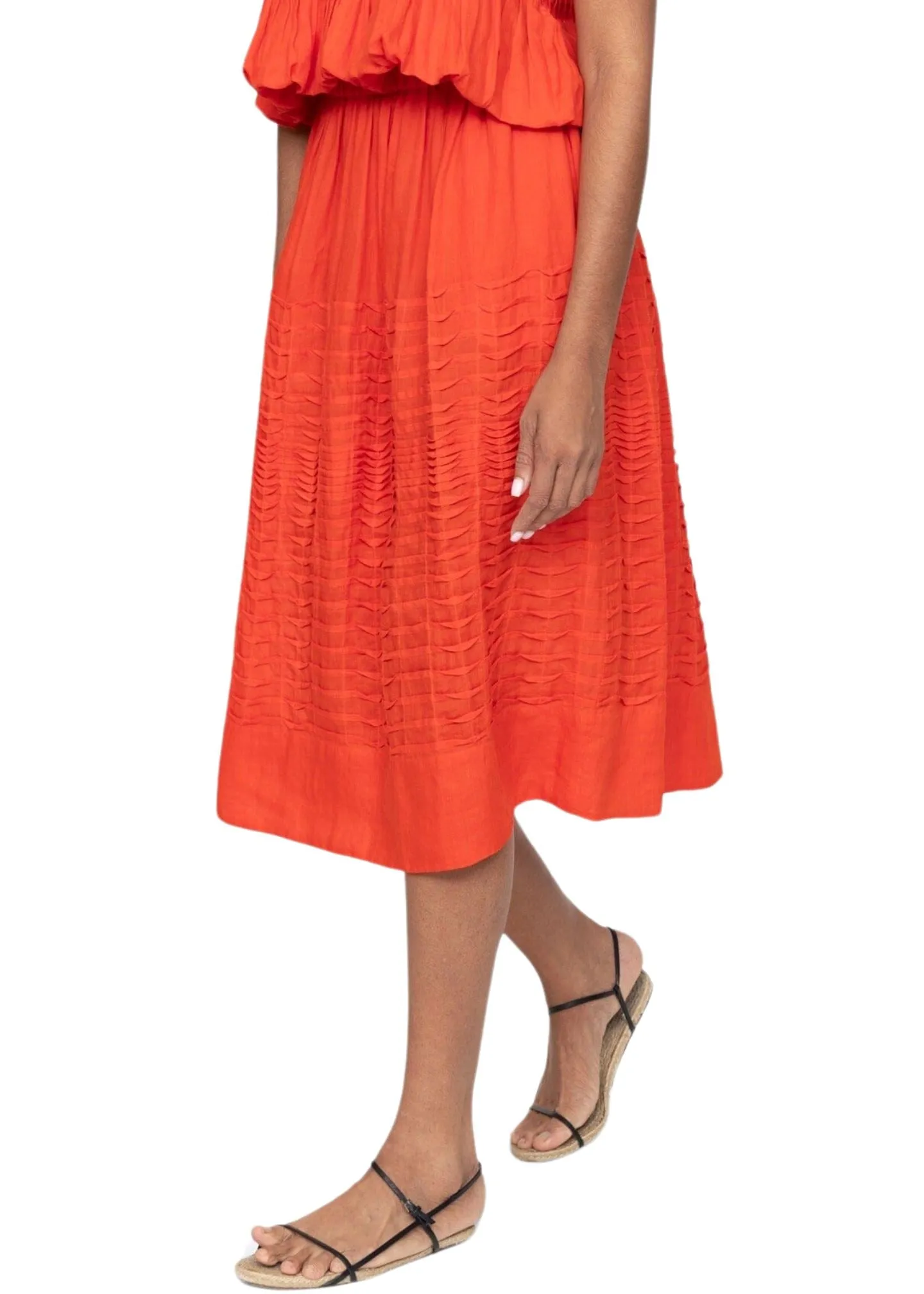 Zora Solid Pleated Midi Skirt