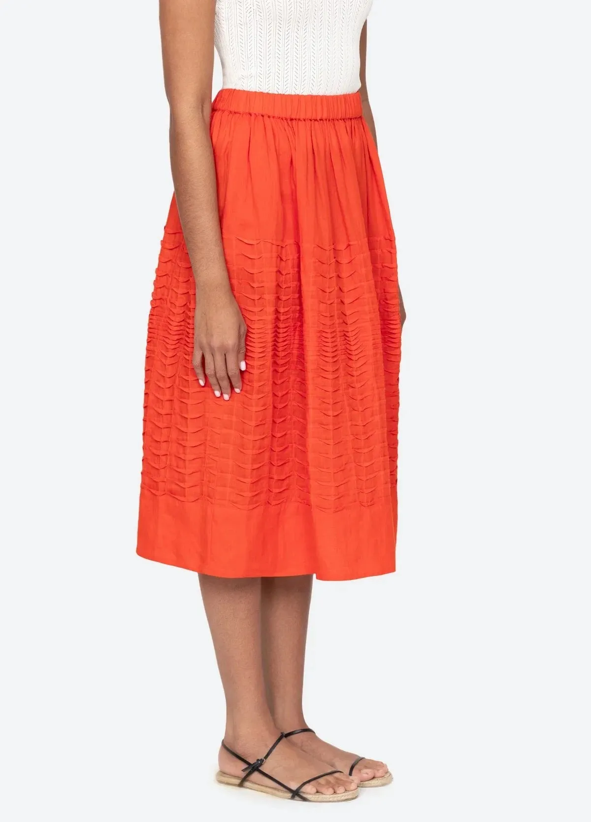 Zora Solid Pleated Midi Skirt