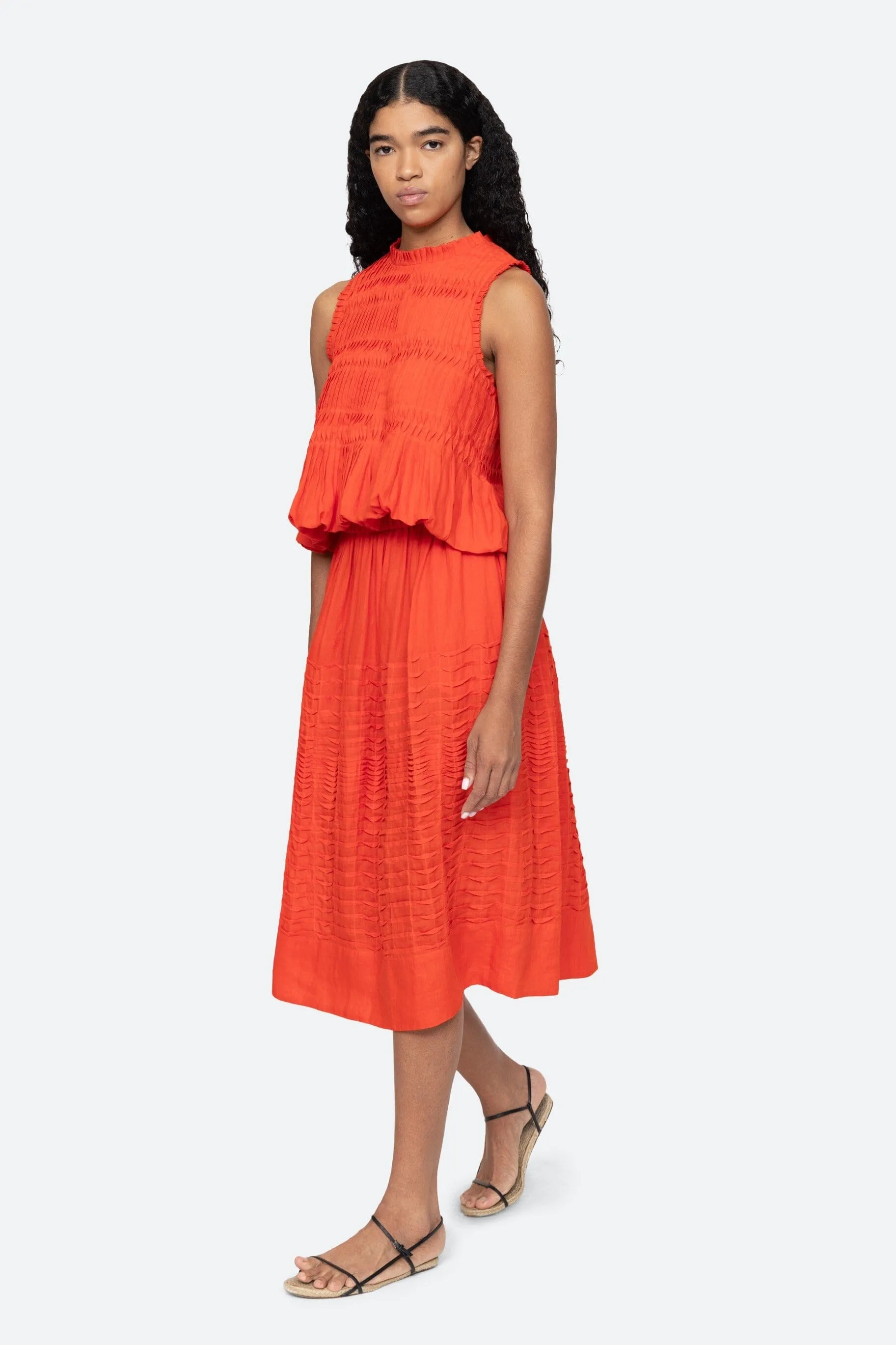 Zora Solid Pleated Midi Skirt